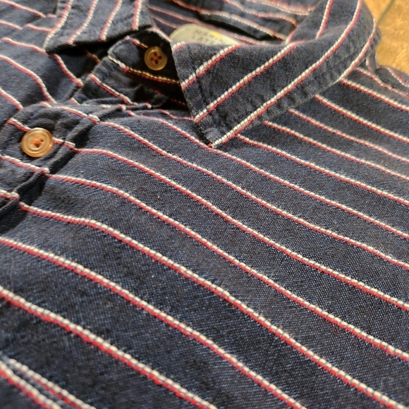 Marine Layer Shirt Mens Small Blue Red Striped Button Up Short Sleeve Cotton - Picture 3 of 9